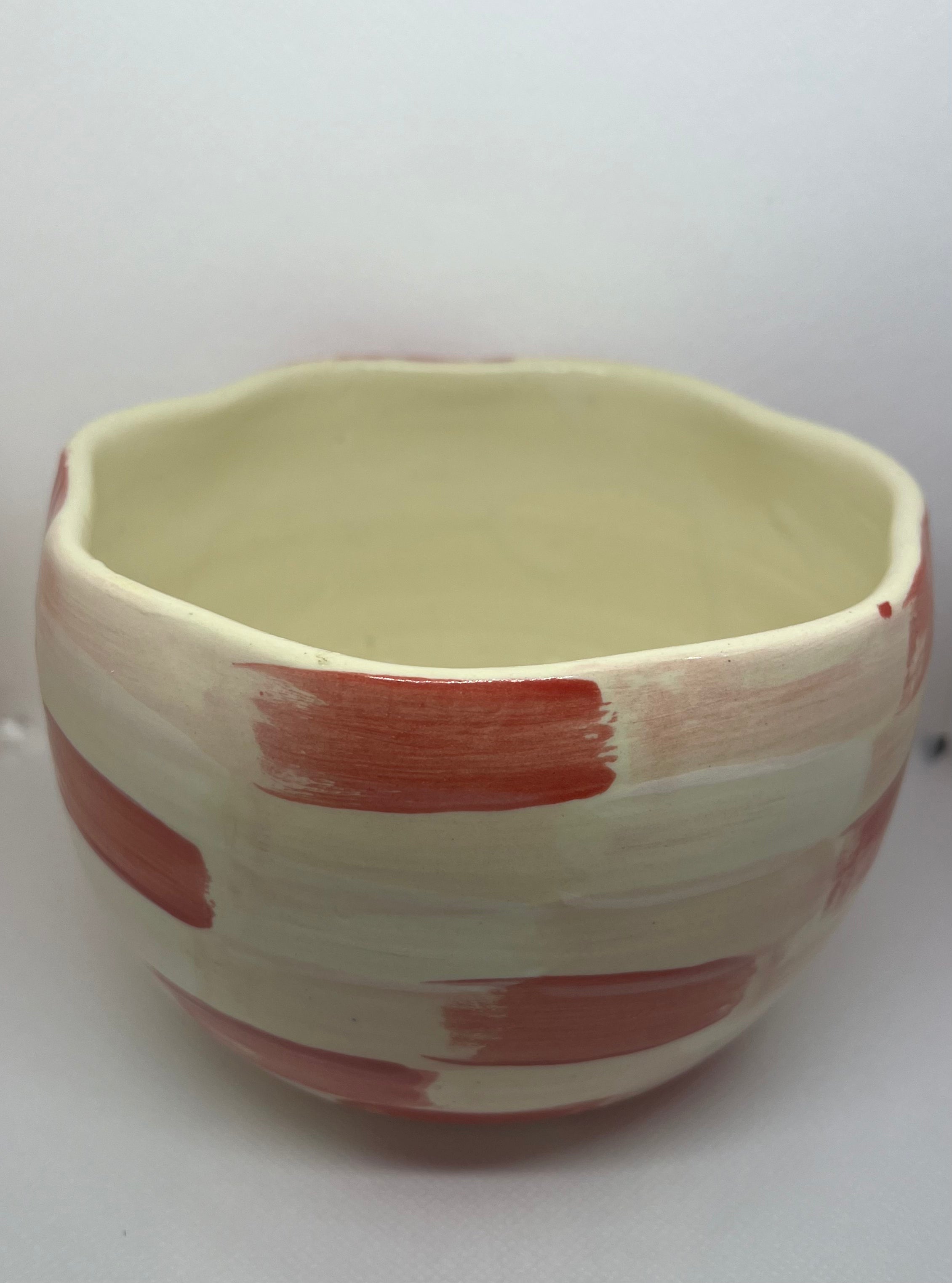 Pink and White Painted Bowl