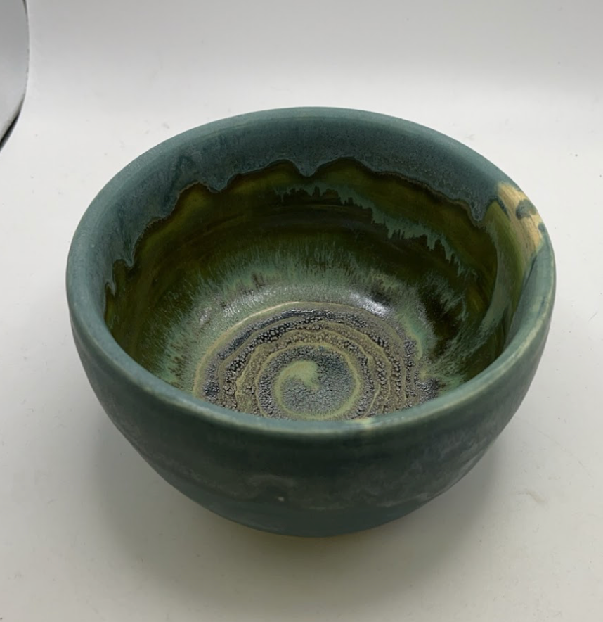 Spiraled Opal-Blue Bowl